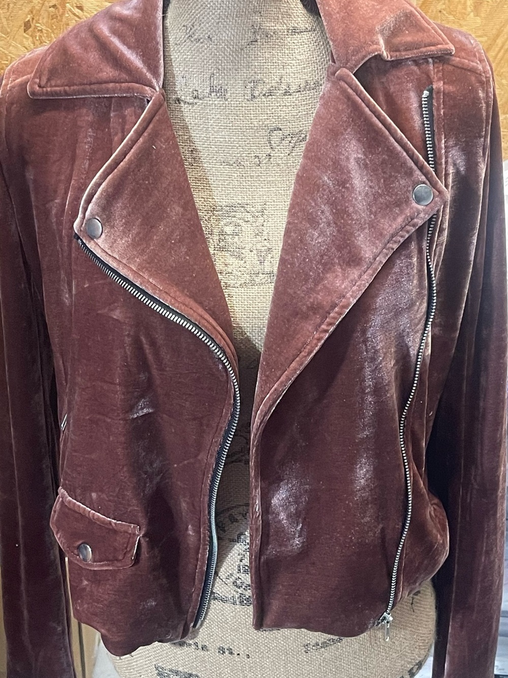 Forever 21 Velvet Moto Jacket - Brown